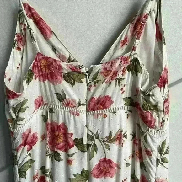 American Eagle White Pink floral jump Suit Romper Wide legged Boho size 2 - Picture 9 of 12